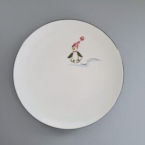 Pfaltzgraff Penguin Skate Dinner Plate, Cute Animal Winter Dishes, Discontinued